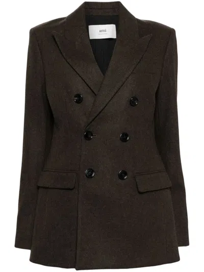 Ami Alexandre Mattiussi Double-breasted Blazer In Brown