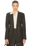 Ami Alexandre Mattiussi Double Breasted Blazer In Dark Coffee & Sand