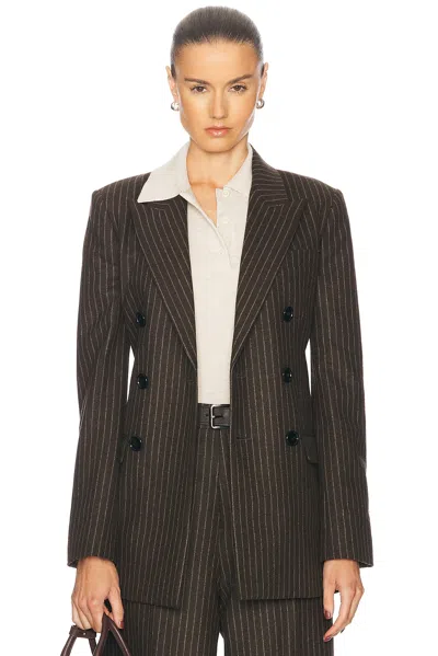 Ami Alexandre Mattiussi Double Breasted Blazer In Dark Coffee & Sand