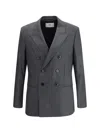 Ami Alexandre Mattiussi Ami Paris Men Double-breasted Virgin Wool Blazer In Gray