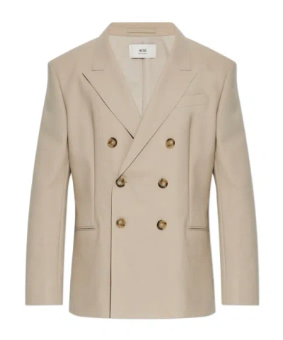 Ami Alexandre Mattiussi Double Breasted Blazer In Neutral
