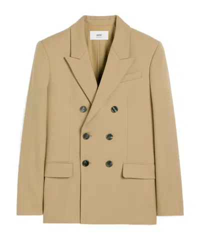 Ami Alexandre Mattiussi Double Breasted Virgin Wool Blazer In Nude