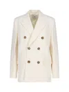 Ami Alexandre Mattiussi Double-breasted Wool Blazer With Peak Lapels And Flap Pockets In White