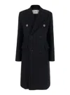 Ami Alexandre Mattiussi Ami Paris Black Double-breasted Coat With Peak Revers In Wool Woman