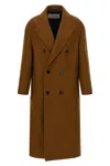 Ami Alexandre Mattiussi Double-breasted Coat Featuring Back Vent And Notched Lapels In Brown