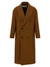 Ami Alexandre Mattiussi Double-breasted Coat Featuring Back Vent And Notched Lapels In Brown