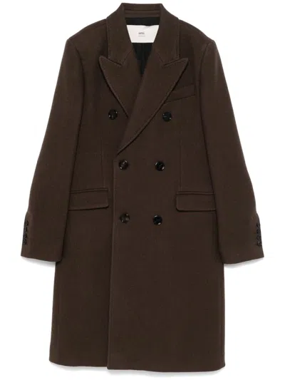 Ami Alexandre Mattiussi Double-breasted Coat In Brown