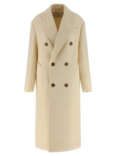 AMI ALEXANDRE MATTIUSSI DOUBLE-BREASTED COAT COATS AND TRENCH COATS WHITE