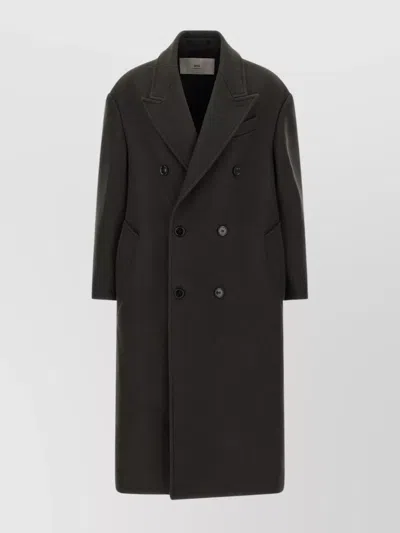 AMI ALEXANDRE MATTIUSSI DOUBLE-BREASTED COAT FEATURING NOTCHED LAPELS
