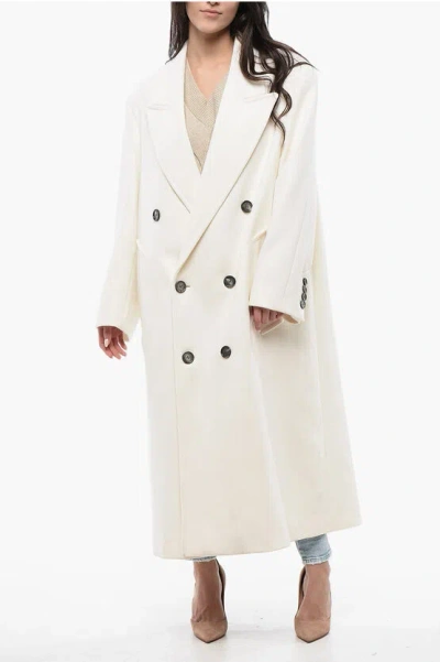 AMI ALEXANDRE MATTIUSSI DOUBLE-BREASTED COAT WITH PEAK LAPEL