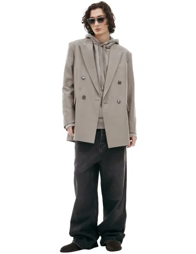 Ami Alexandre Mattiussi Double-breasted Cotton Blazer In Beige
