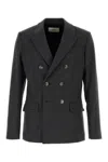 Ami Alexandre Mattiussi Grey Double-breasted Jacket With Peak Revers In Wool Man