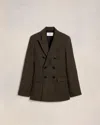Ami Alexandre Mattiussi Brown Double-breasted Blazer In Dark Coffe/ Sable
