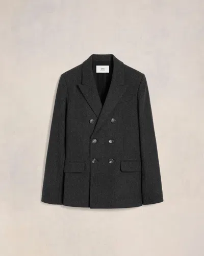 Ami Alexandre Mattiussi Double Breasted Jacket Grey In Dark Grey