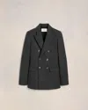 Ami Alexandre Mattiussi Tailored Jacket With Double-breasted Button Detailing In Dark Grey/  Off White