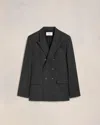 Ami Alexandre Mattiussi Wool Jacket In Dark Grey/  Off White