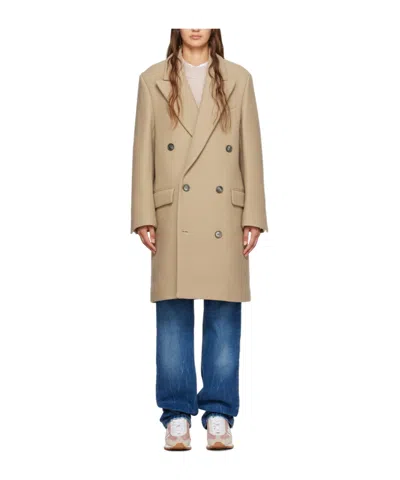AMI ALEXANDRE MATTIUSSI DOUBLE-BREASTED LAPEL COAT