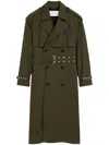 Ami Alexandre Mattiussi Double-breasted Belted Virgin Wool-gabardine Trench Coat In Green