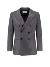 Ami Alexandre Mattiussi Ami Paris Men Double-breasted Virgin Wool Blazer In Gray