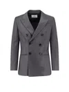 Ami Alexandre Mattiussi Ami Paris Men Double-breasted Virgin Wool Blazer In Gray