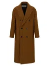 Ami Alexandre Mattiussi Double-breasted Coat Featuring Back Vent And Notched Lapels In Brown