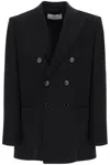 AMI ALEXANDRE MATTIUSSI DOUBLE-BREASTED WOOL AND VISCOSE TRICOTINE BLAZER FOR WOMEN