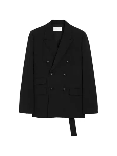 Ami Alexandre Mattiussi Double Breasted Wool Blazer In Black