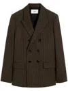Ami Alexandre Mattiussi Double Breasted Wool Blazer In Brown