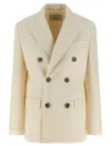 Ami Alexandre Mattiussi Double-breasted Wool Blazer With Peak Lapels And Flap Pockets In Neutral