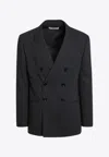 Ami Alexandre Mattiussi Ami Paris Anthracite Grey Double-breasted Wool Jacket Men In Black