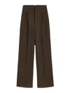 Ami Alexandre Mattiussi High Waist Wool Wide Pants In Brown