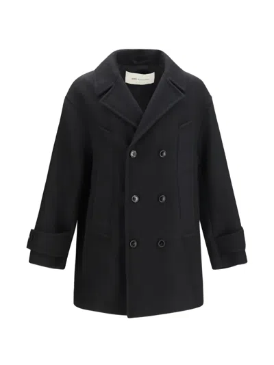 Ami Alexandre Mattiussi Double-breasted Peacoat In Black