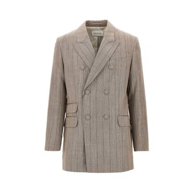 Ami Alexandre Mattiussi Double-breasted Wool Jacket With Martingale In Brown