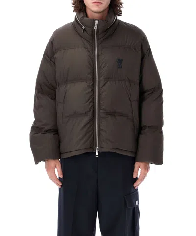 Ami Alexandre Mattiussi Ami De Caur Down Jacket In Brown