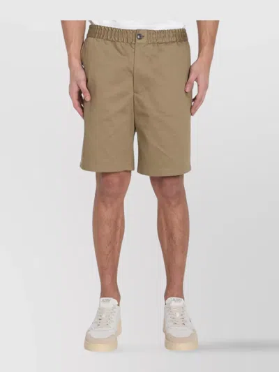 Ami Alexandre Mattiussi Drawstring Bermuda Shorts With Side And Back Pockets In Brown