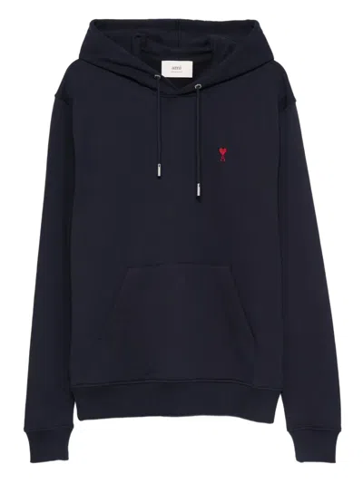 Ami Alexandre Mattiussi Drawstring Hooded Sweatshirt In Blue
