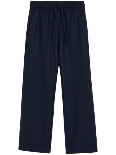 Ami Alexandre Mattiussi Wide Elasticated Waist Trousers Blue In Navy Blue