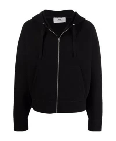 Ami Alexandre Mattiussi Drop-shoulder Zip-fastening Hoodie In Black