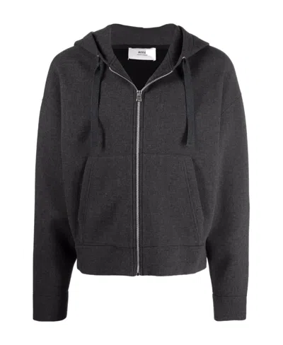 Ami Alexandre Mattiussi Drop-shoulder Zip-fastening Hoodie In Black