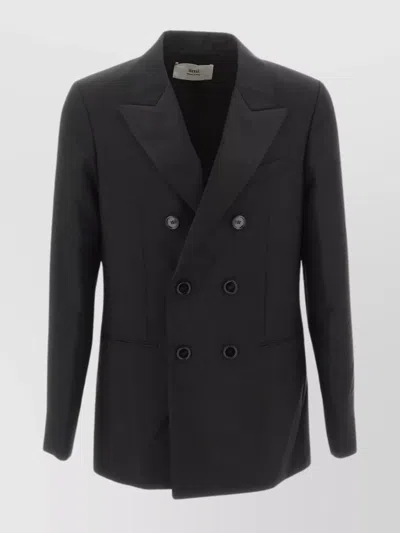 Ami Alexandre Mattiussi Dual Buttoned Blazer Notch Lapels In Navy Blue
