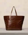 Ami Alexandre Mattiussi East West Maxi Ami Shopping Bag Brown In Chocolate
