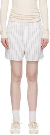 Ami Alexandre Mattiussi Ami Paris White Shorts With Black And Light Blue Stripes In White