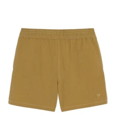 Ami Alexandre Mattiussi Elastic Waist Swimming Trunks In Brown