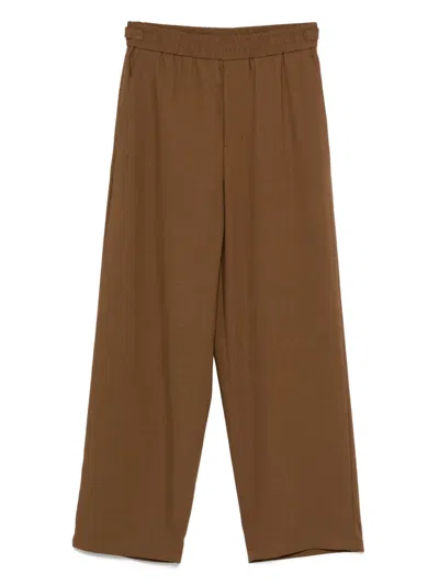 Ami Alexandre Mattiussi Elastic-waist Trousers In Brown