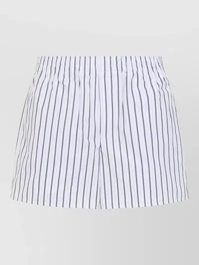 Ami Alexandre Mattiussi Elasticated Shorts Vertical Stripes Pockets In Blue