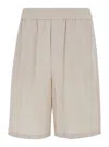 Ami Alexandre Mattiussi Ami Paris Cotton Bermuda Shorts With Logo In Beige