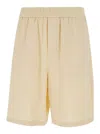 AMI ALEXANDRE MATTIUSSI BEIGE ELASTIC BERMUDA SHORTS IN COTTON MAN