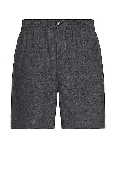 Ami Alexandre Mattiussi Elasticated Waist Shorts In Wool_viscose_canvas_heather_grey