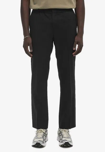 Ami Alexandre Mattiussi Elasticated Waist Wool Pants In Black