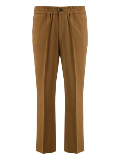 Ami Alexandre Mattiussi Elasticated-waist Wool Trousers In Brown